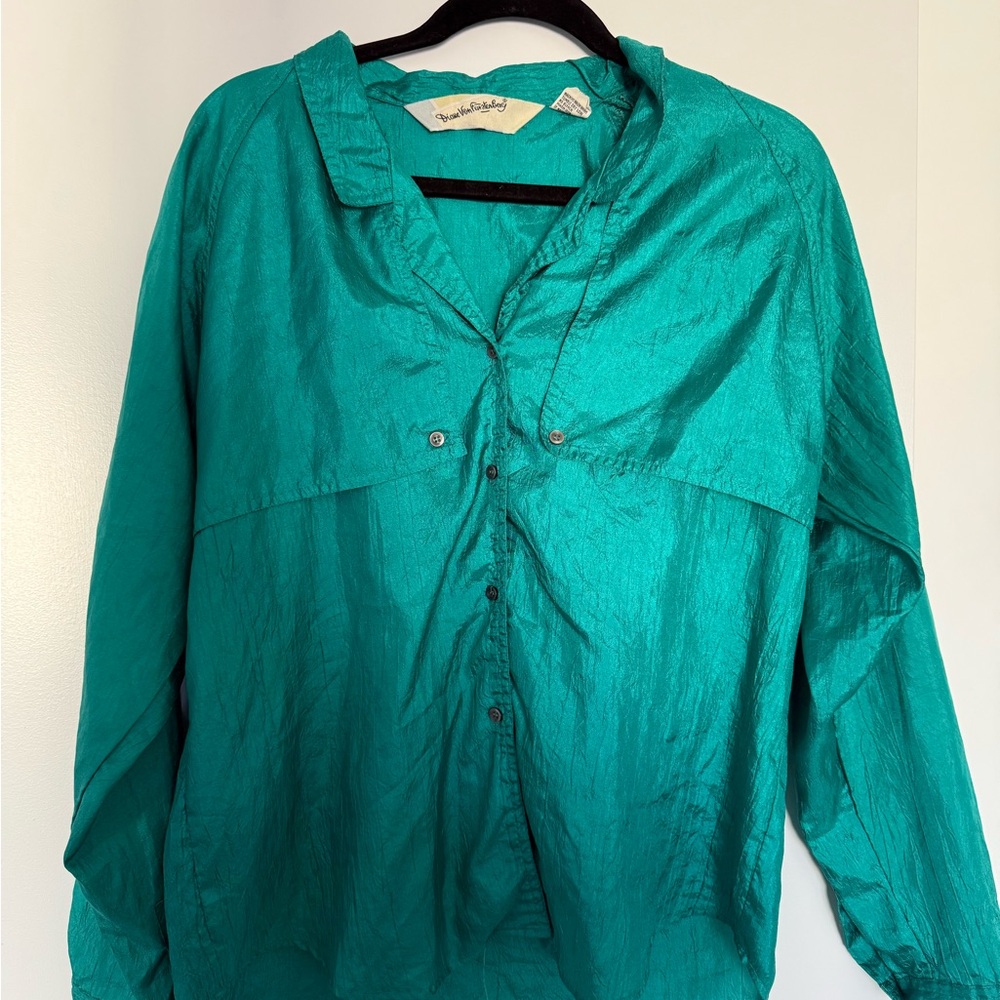 Vintage Diane Von Furstenberg Teal Blouse
